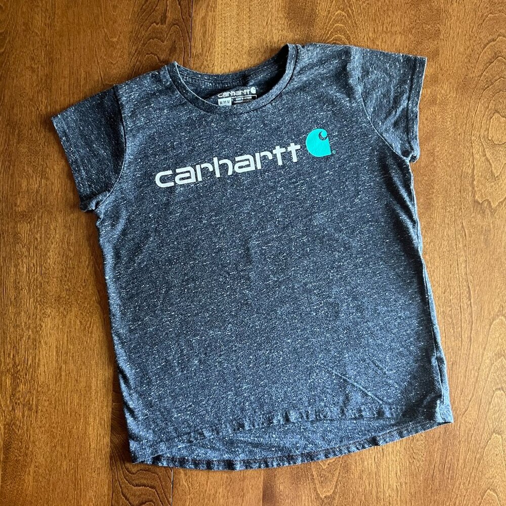 Carhartt charcoal heather aqua logo tee M 10